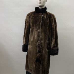 natural shaved beaver and long 3/4 mink coat - 6788
