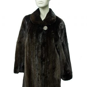 Samuel Fourrures - manteau 3/4 vison femelle naturel rasé brun - 6891 - Manteaux