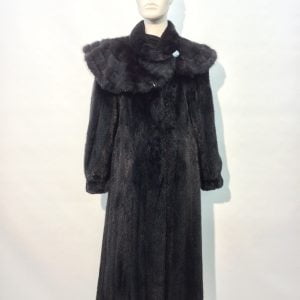 Samuel Fourrures - Manteau long de vison dark ranch femelle avec capeline amovible - 7327 -