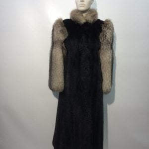 Samuel Fourrures - Maneau de vison teint noir garnis de renard - 7333 - Fourrure