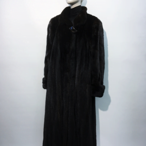 Samuel Fourrures - Manteau de vison femelle Naturelle Dark Ranch - 7644 - Robe