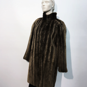 Samuel Fourrures - Manteau de morceaux castor rasé naturel - 7694 - Manteau