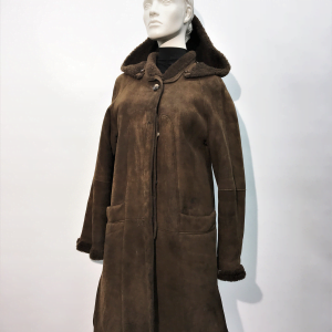 Samuel Fourrures - Manteau de mouton retourné brun et capuchon détachable - 7697 - Pardessus