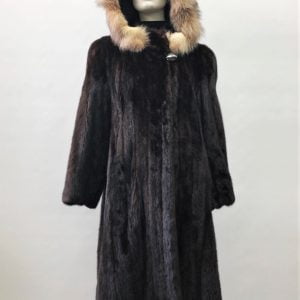 Samuel Fourrures - Natural mahogany female mink coat with hood - 8080 - Furs