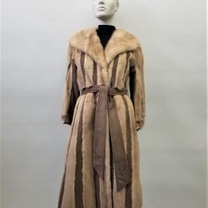 Samuel Fourrures - Manteau de vison pastel et suede avec ceinture - 8134 -