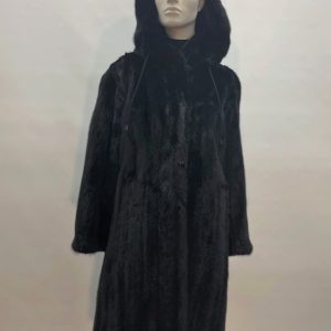 Samuel Fourrures - Black female mink coat with hood - 8248 - Dress