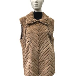 Shaved pastel sleeveless mink tail jacket - 991633