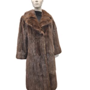 Long-haired brown muskrat coat - 991665