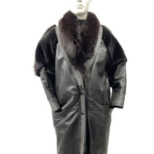 Leather and black fox coat - 991670