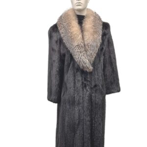 Black mink and indigo fox coat - 991738