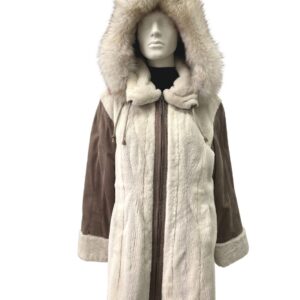 Shaved purple mink coat with detachable hood - 991912