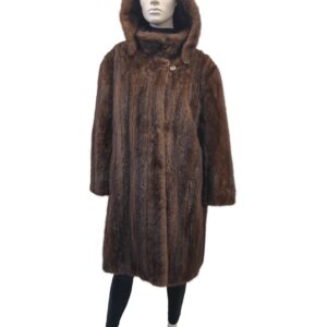 manteau de vison mahogany et capuchon détachable 8450