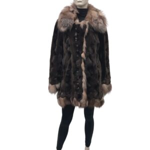 7/8 oval shaved mink and fox coat 8455