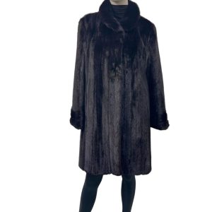 mahogany mink coat with hood 8527