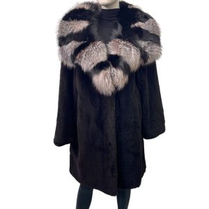 mahogany mink coat with hood 8527