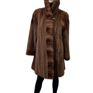 mahogany mink coat with hood 8527