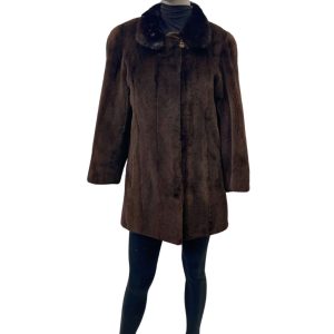 mahogany mink coat with hood 8527