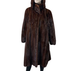mahogany mink coat with hood 8527