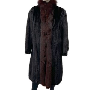 mahogany mink coat with hood 8527