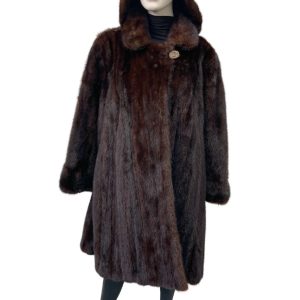 mahogany mink coat with hood 8527