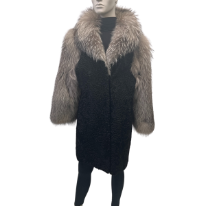 swakara coat with fox trim 8540