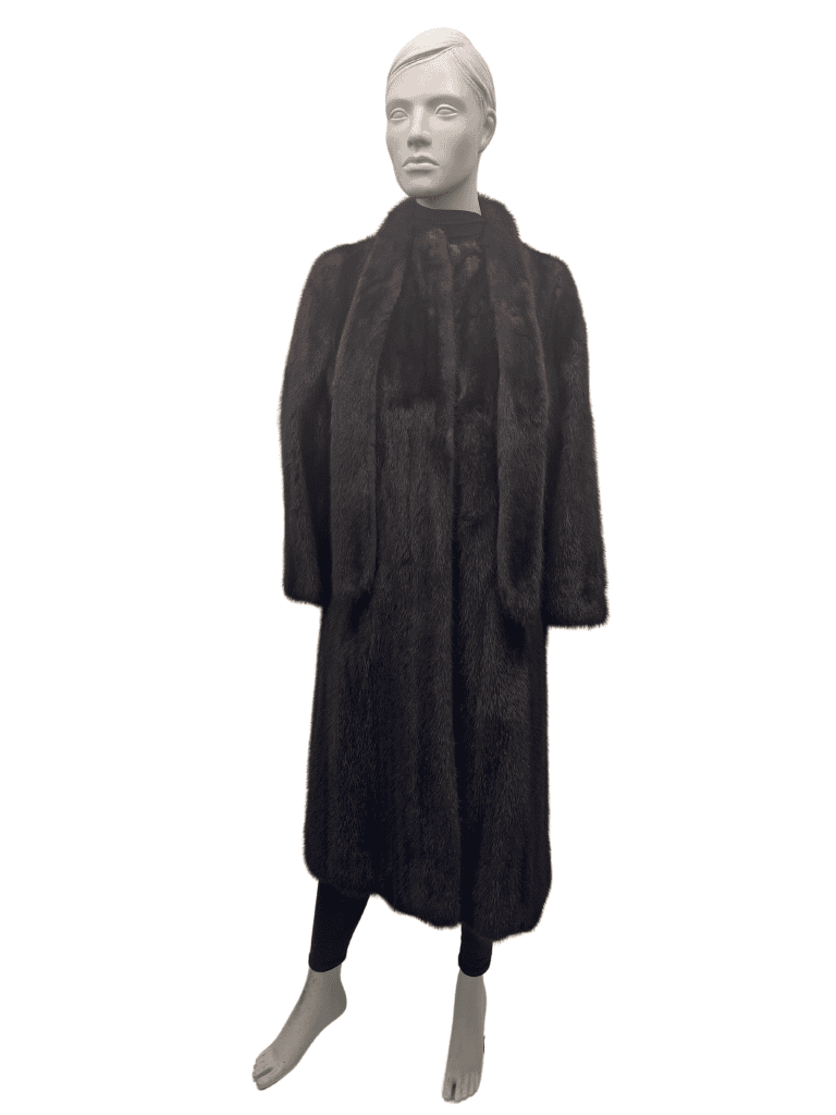 manteau de vison ranch avec cravate au col 8541