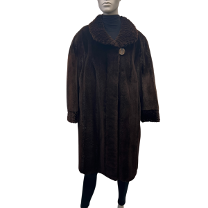 shaved and textured brown mink coat 8549