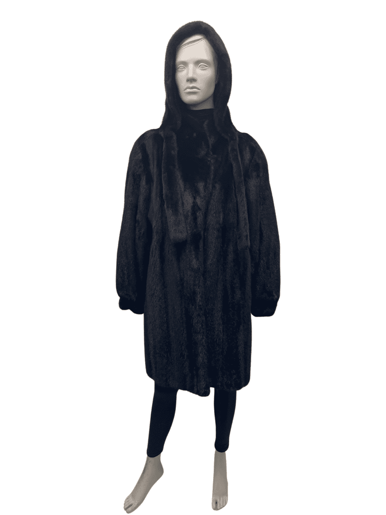 dark ranch mink coat with detachable hood 8550