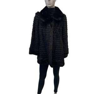 long-haired textured black mink coat 8560