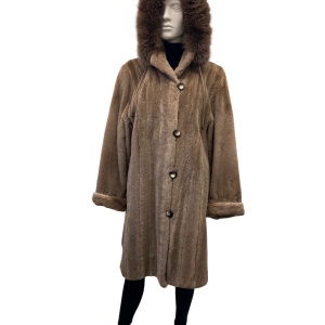 reversible pastel shaved mink coat with hood 8589