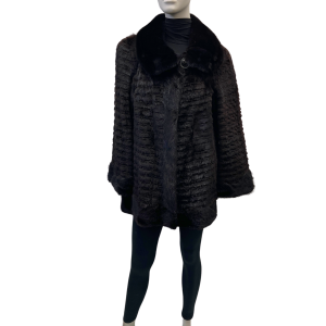 8561 long-haired textured brown mink jacket