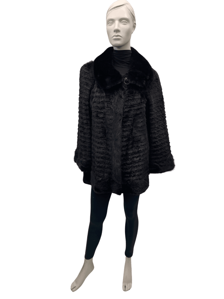 8561 long-haired textured brown mink jacket