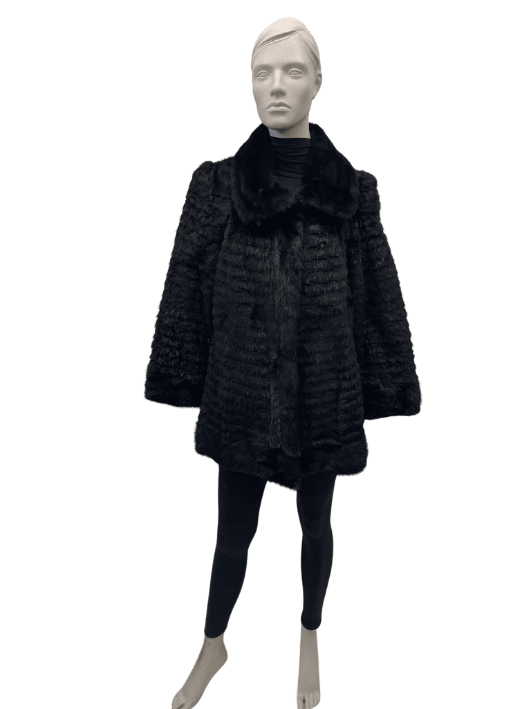 8561 long-haired textured brown mink jacket