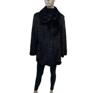 8561 long-haired textured brown mink jacket