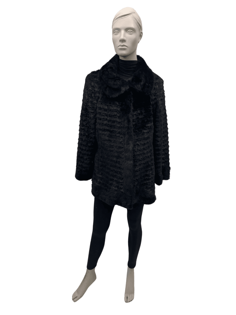 8561 long-haired textured brown mink jacket