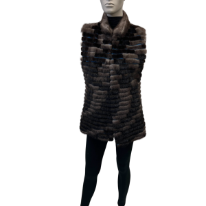 8561 long-haired textured brown mink jacket