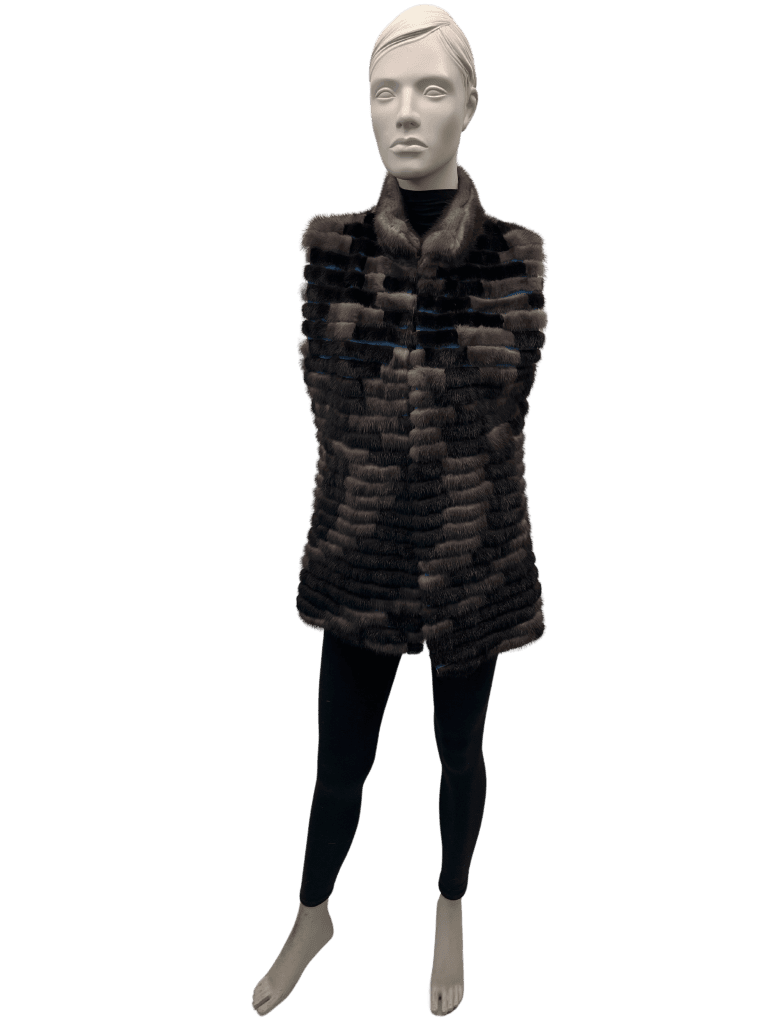 8561 long-haired textured brown mink jacket