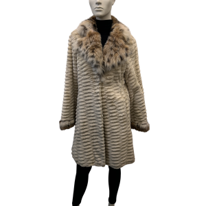 shaved beaver coat with fox collar 8602