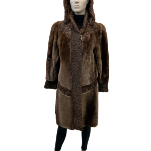 shaved beaver coat trimmed with Persian sheepskin 8608