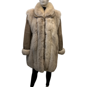 lynx fox and beige suede coat 8613