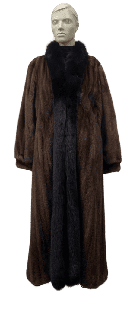 manteau de vison femelle acajou et renard brun 8691