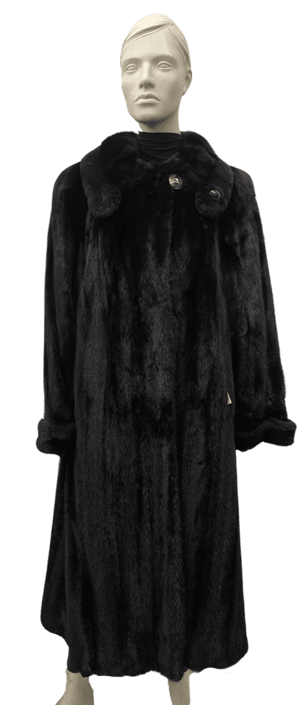 manteau de vison foncé garnis de castor rasé 8732